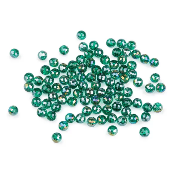 Üveggyöngy csiszolt 6 mm AB hatású tűzgyöngy - 9 zöld sötét AB (1 zacskó) Üveggyöngy csiszolt 6 mm AB hatású tűzgyöngy - 9 zöld sötét AB (1 zacskó)