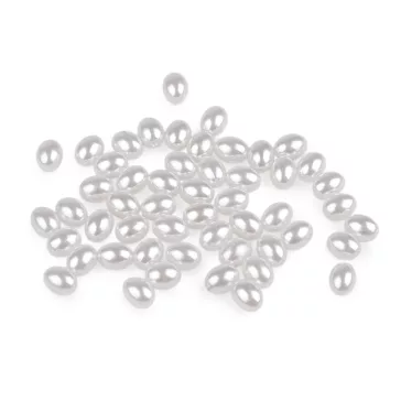   Műanyag viaszolt oliva gyöngyök 6x8 mm - 1 fehér (50 db-os csomagolás)