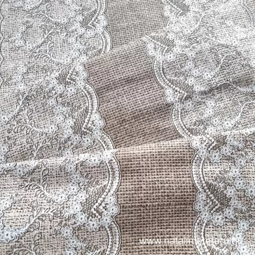Lace patterned, two-row, 50cm wide cotton fabric