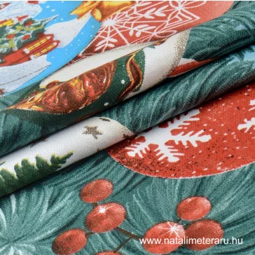 Zöld fenyő karácsonyi mintás 50cm széles pamutvászon
