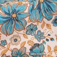 Turquoise blue flowers 50cm wide cotton fabric