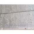 Pale grey, white lace patterned 50 cm wide cotton fabric