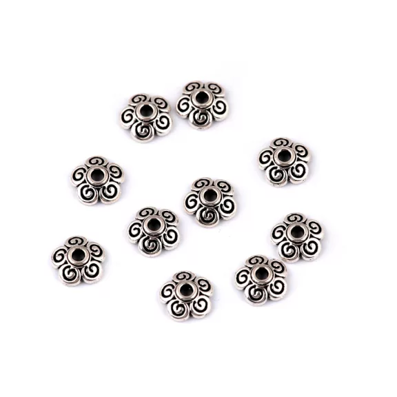 Virág, köztes fémgyöngy Ø8 mm - platina (10 db-os csomagolás) Virág, köztes fémgyöngy Ø8 mm - platina (10 db-os csomagolás)