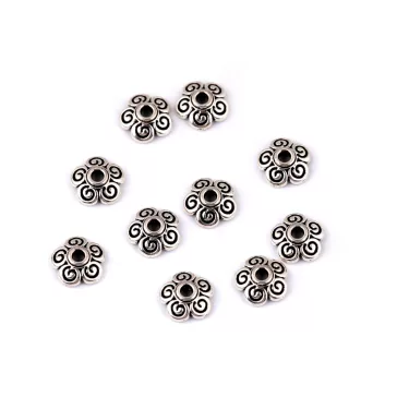   Virág, köztes fémgyöngy Ø8 mm - platina (300 db-os csomagolás)