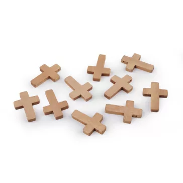   Fa kereszt medál 23x33 mm - 1 természetes közepes (100 db-os csomagolás)