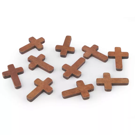 Fa kereszt medál 23x33 mm - 2 barna (100 db-os csomagolás) Fa kereszt medál 23x33 mm - 2 barna (100 db-os csomagolás)
