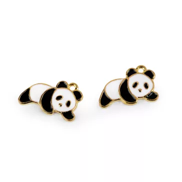   Fém medál / állati cipzár lehúzó - 7 (81630) fehér Panda (20 db-os csomagolás)