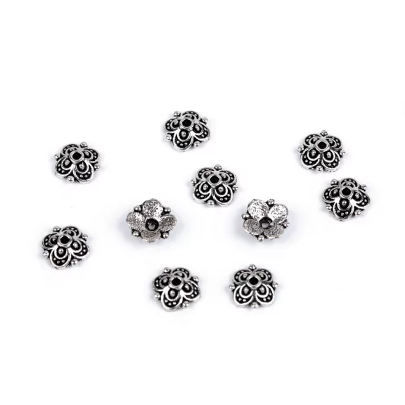 Gyöngykupak Ø10 mm virág - platina (200 db-os csomagolás) Gyöngykupak Ø10 mm virág - platina (200 db-os csomagolás)