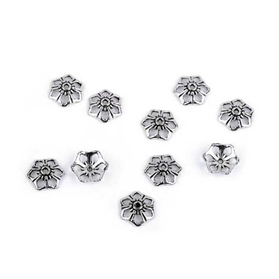 Gyöngykupak Ø12 mm virág - platina (50 db-os csomagolás) Gyöngykupak Ø12 mm virág - platina (50 db-os csomagolás)
