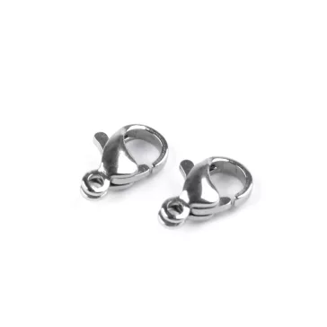   Nemesacél delfinkapocs  több méret - 2 (6x10 mm) platina (20 db-os csomagolás)