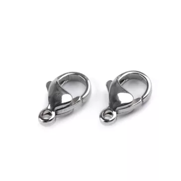   Nemesacél delfinkapocs  több méret - 5 (8x13 mm) platina (20 db-os csomagolás)