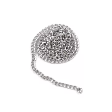   Lapos lánc rozsdamentes acélból 3,7 mm hossza 1 m - platina (5 db-os csomagolás)