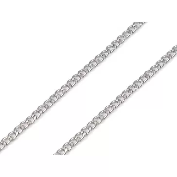   Lapos lánc rozsdamentes acélból 3,7 mm hossza 1 m - platina (10 db-os csomagolás)