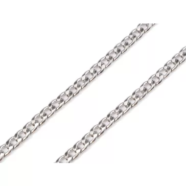   Rozsdamentes acél lapos lánc 5 mm hossz 1 m - platina (5 db-os csomagolás)