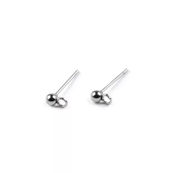 Bedgós nemesacél főlbevaló golyóval Ø3 mm - platina (50 db-os csomagolás) Bedgós nemesacél főlbevaló golyóval Ø3 mm - platina (50 db-os csomagolás)