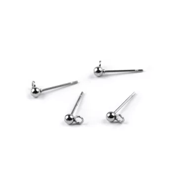   Bedgós nemesacél főlbevaló golyóval Ø3 mm - platina (50 db-os csomagolás)