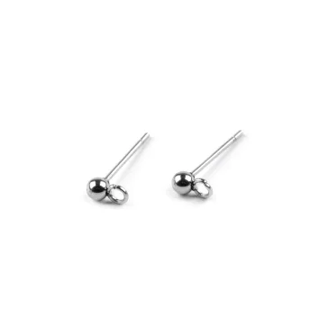   Bedgós nemesacél főlbevaló golyóval Ø3 mm - platina (100 db-os csomagolás)
