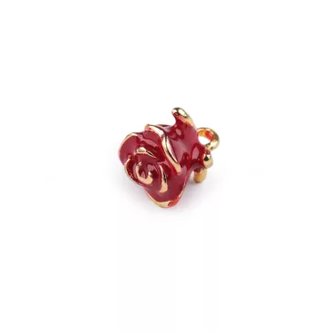   Fém medál virág rózsa 3D 11x14 mm - piros (50 db-os csomagolás)