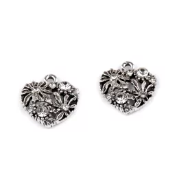   Fém medál / cipzár húzóka szív, hegedű, korona csiszolt kövekkel