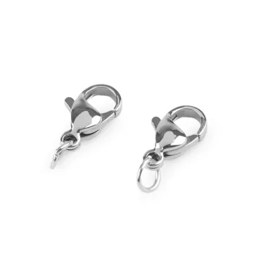   Karabiner kapocs karikával rozsdamentes acélból 7x11; 7x12 mm - 3 (7x12 mm) platina (40 db-os csomagolás)