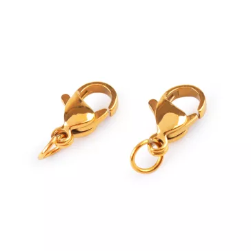   Karabiner kapocs karikával rozsdamentes acélból 7x11; 7x12 mm - 4 (7x12 mm) arany (20 db-os csomagolás)