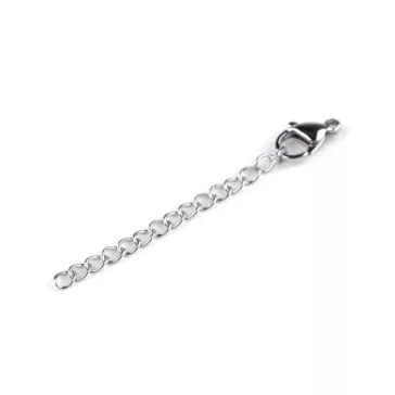   Rozsdamentes hosszabbító lánc karabiner 7x12 mm - platina (50 db-os csomagolás)