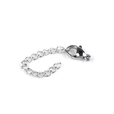   Rozsdamentes hosszabbító lánc karabiner 7x12 mm - platina (50 db-os csomagolás)