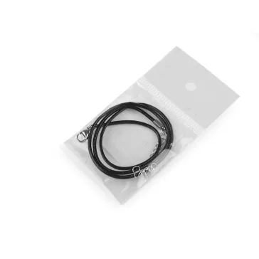   Bőr nyakláncalap nemsacél delfinkapoccsal 46 cm - fekete (3 db-os csomagolás)
