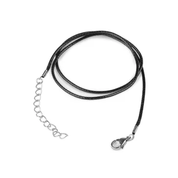   Viasz fűző karabinerrel rozsdamentes acélból hossza 45 cm - fekete (20 db-os csomagolás)