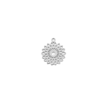   Rozsdamentes acél mandala medál - 3 platina mandala (10 db-os csomagolás)