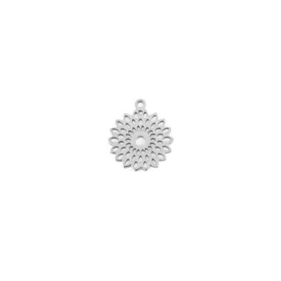Rozsdamentes acél mandala medál - 3 platina mandala (10 db-os csomagolás) Rozsdamentes acél mandala medál - 3 platina mandala (10 db-os csomagolás)