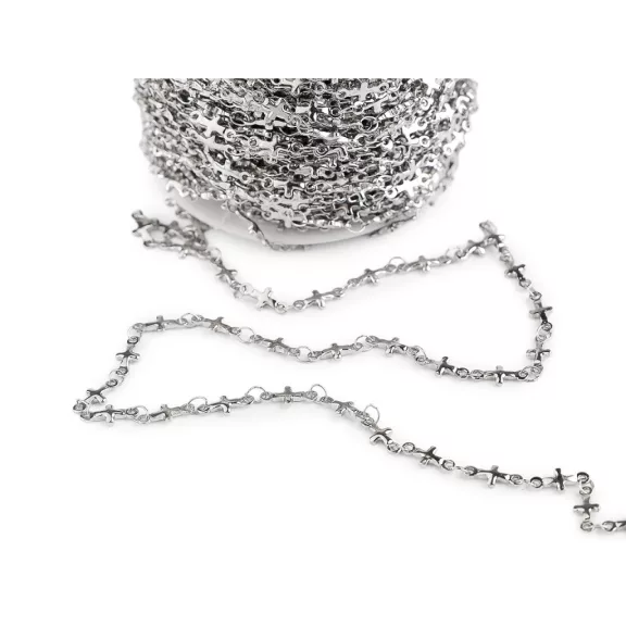 Nemesacél nyaklánc kereszt 4 és 5 mm méteres - 1 (4 mm) platina Nemesacél nyaklánc kereszt 4 és 5 mm méteres - 1 (4 mm) platina