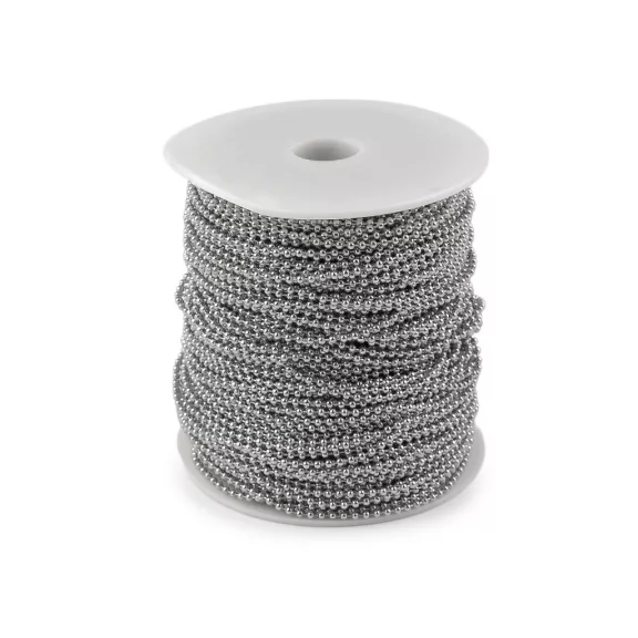 Rozsdamentes acél golyóslánc ékszerkészítéshez, Ø2 mm méterenként - platina (1 m-os csomagolás) Rozsdamentes acél golyóslánc ékszerkészítéshez, Ø2 mm méterenként - platina (1 m-os csomagolás)