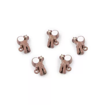   Fém medál / gyöngy űrhajós 9x13 mm - 3 barna (20 db-os csomagolás)