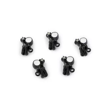   Fém medál / gyöngy űrhajós 9x13 mm - 4 fekete (20 db-os csomagolás)
