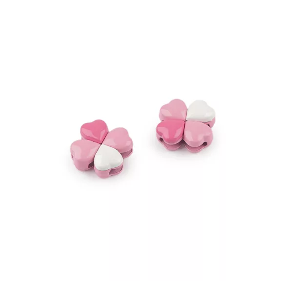 Fém gyöngy / medál négylevelű lóhere Ø15 mm - 2 rózsaszín (8 db-os csomagolás) Fém gyöngy / medál négylevelű lóhere Ø15 mm - 2 rózsaszín (8 db-os csomagolás)