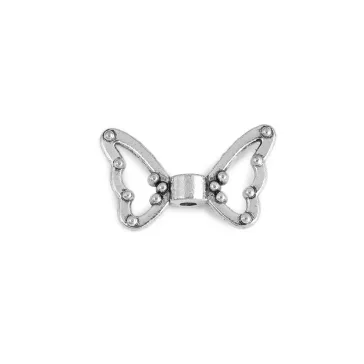   Szárny alakú díszítőelem 18x11 mm köztes ellem - platina (50 db-os csomagolás)