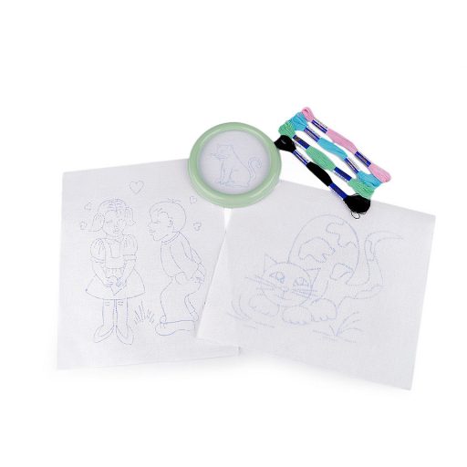 Gyerek hímzés előnyomott mintával és kerettel