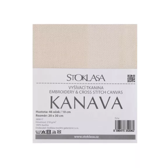 Kanava hímzővászon 20x30 cm 46 szemes - ecru (5 db-os csomagolás) Kanava hímzővászon 20x30 cm 46 szemes - ecru (5 db-os csomagolás)