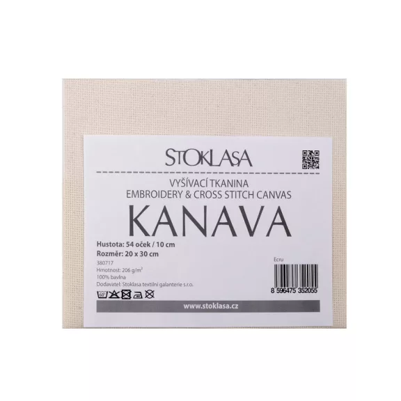 Kanava hímzővászon 20x30 cm 54 szem - ecru (5 db-os csomagolás) Kanava hímzővászon 20x30 cm 54 szem - ecru (5 db-os csomagolás)