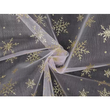 Organza glitteres pelyhekkel – fehér és arany