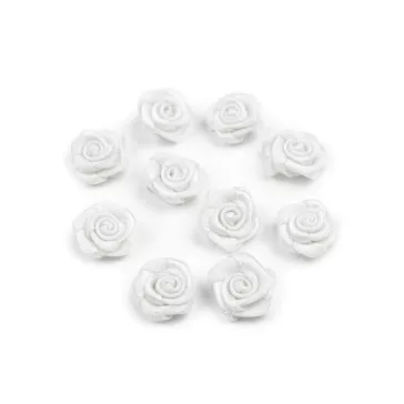   Szatén szalag rózsa Ø10 mm - 20 fehér (50 db-os csomagolás)