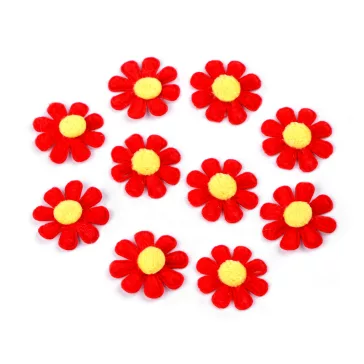   Filc anyagból virág Ø2,7 cm - 6 eper piros (60 db-os csomagolás)
