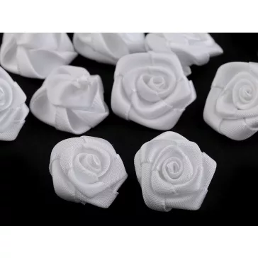   Szatén szalag rózsa Ø20 mm - 1 fehér (10 db-os csomagolás)