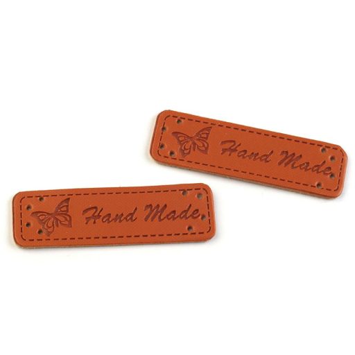 Varrható műbőr címke / dísz / Handmade 15x50 mm dísz
