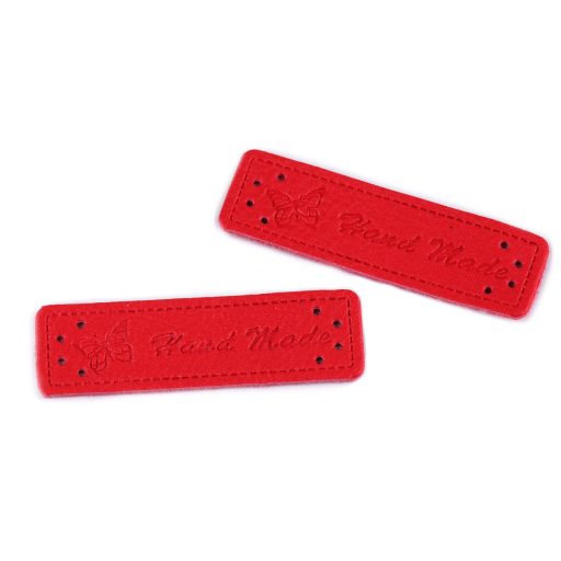 Varrható műbőr címke / dísz / Handmade 15x50 mm dísz