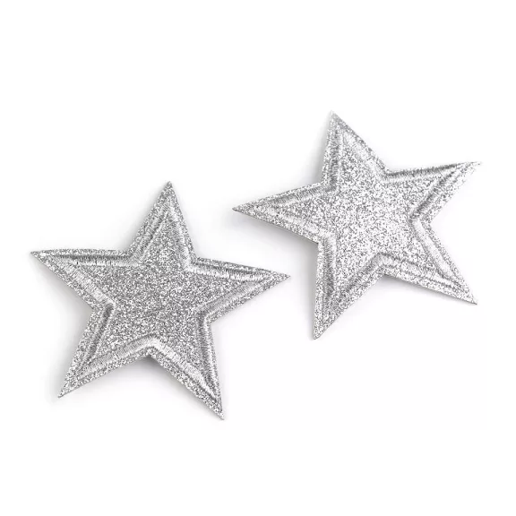 Felvasalható folt csillag glitterekkek - 1 ezüst (50 db-os csomagolás) Felvasalható folt csillag glitterekkek - 1 ezüst (50 db-os csomagolás)