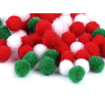   Színes pom pom golyók Ø8 és 10 mm - 4 (Ø8 mm) mix karácsony (3 zacskó)