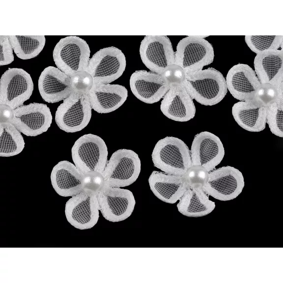 Monofil virág gyöngyökkel Ø2,5 cm - 1 Off White (10 db-os csomagolás) Monofil virág gyöngyökkel Ø2,5 cm - 1 Off White (10 db-os csomagolás)