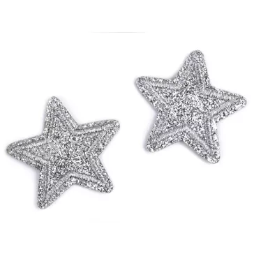   Felvasalható csillag glitterekkel - 2 ezüst (50 db-os csomagolás)